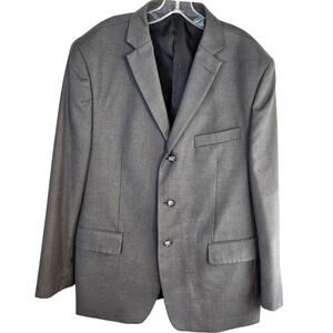 Lineage Men's Blazer 46R 46 Regular Gray Sport Coat XL Suit Jacket 3 Buttons